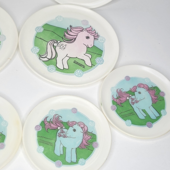 Vintage 1984 MLP My Little Pony Tea Party Plates Saucers Toy Fairy - Picture 5 of 6
